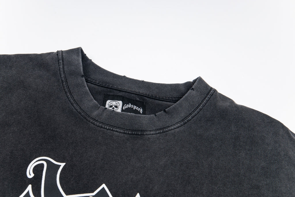 Godspeed Skull Rose Tee – Washed Black