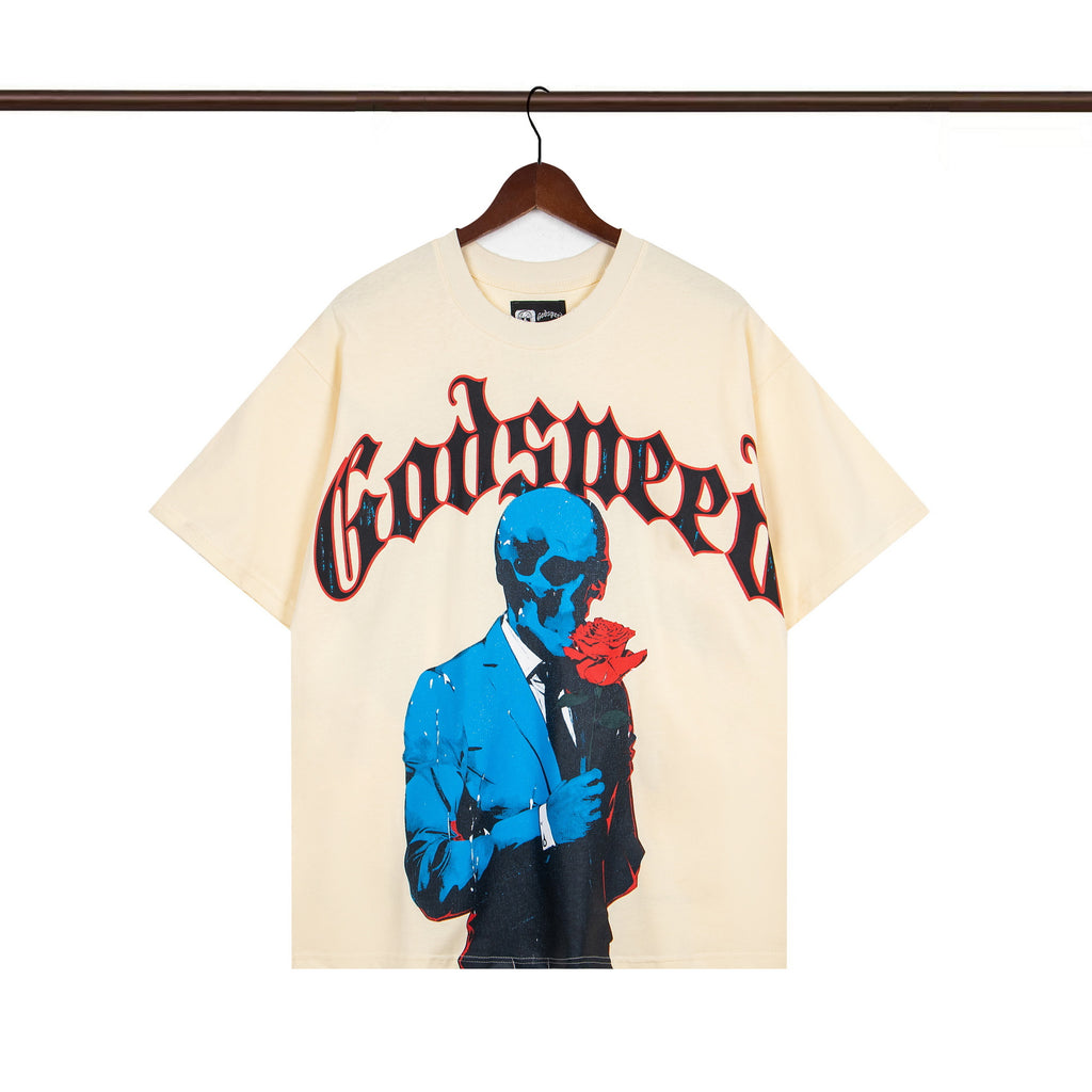 Godspeed Skull Rose Tee – Cream